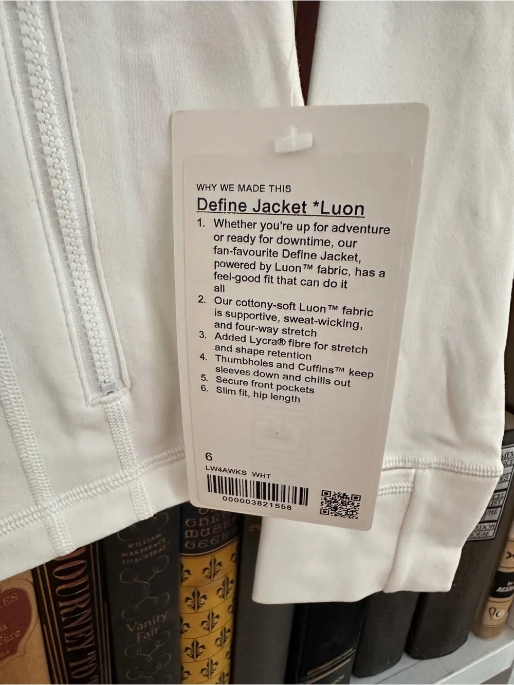 NWT - Lululemon athletica Define Luon White Zip-Up Jacket - Women